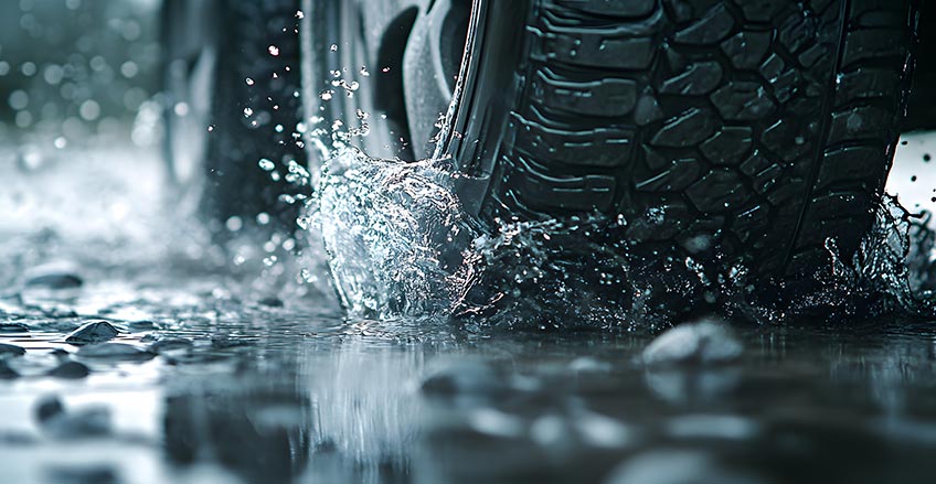 Checking tire tread depth for rainy season driving in Vancouver