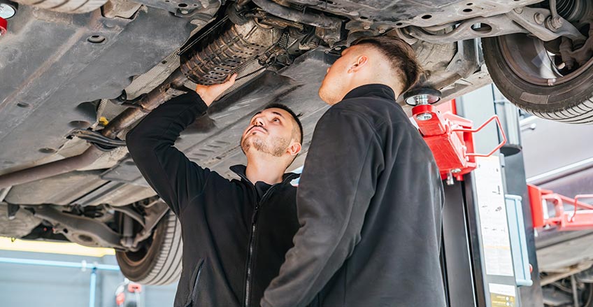 Exhaust system inspection performed by mechanic in Burnaby BC